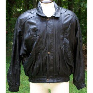 VTG 1980s Jerusalem Leather Men's Bomber Aviator Retro Leather Jacket Size XXL